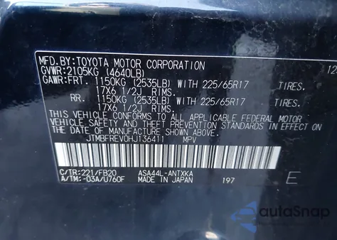 2017 Toyota Rav4 Le from USA, damaged, VIN JTMBFREV0HJ136411
